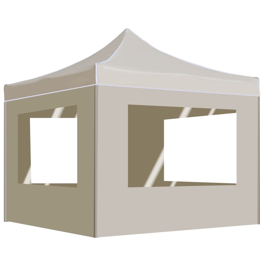 Partytent Inklapbaar Met Wanden 3X3 M Aluminium Crème 3 x 3 m
