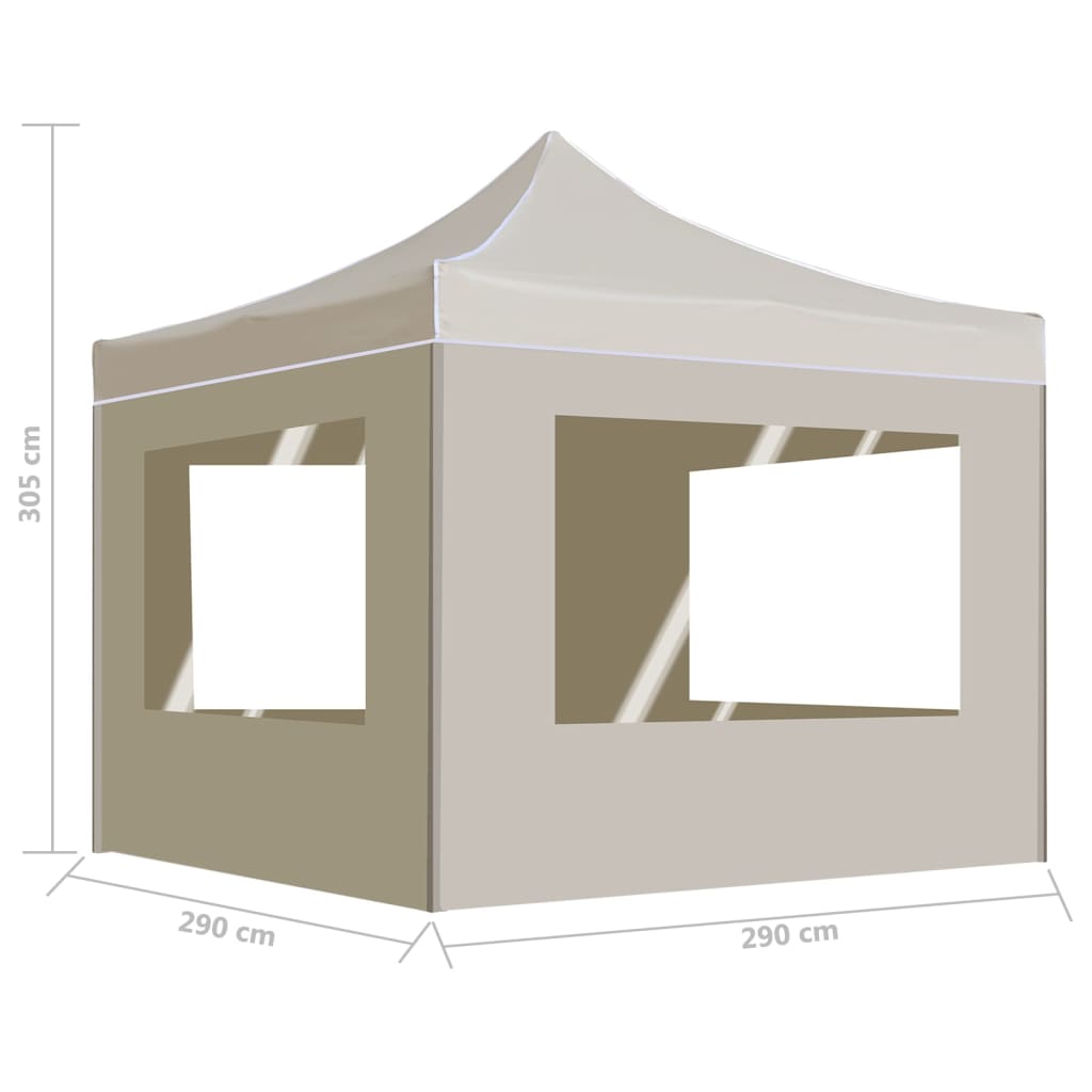 Partytent Inklapbaar Met Wanden 3X3 M Aluminium Crème 3 x 3 m