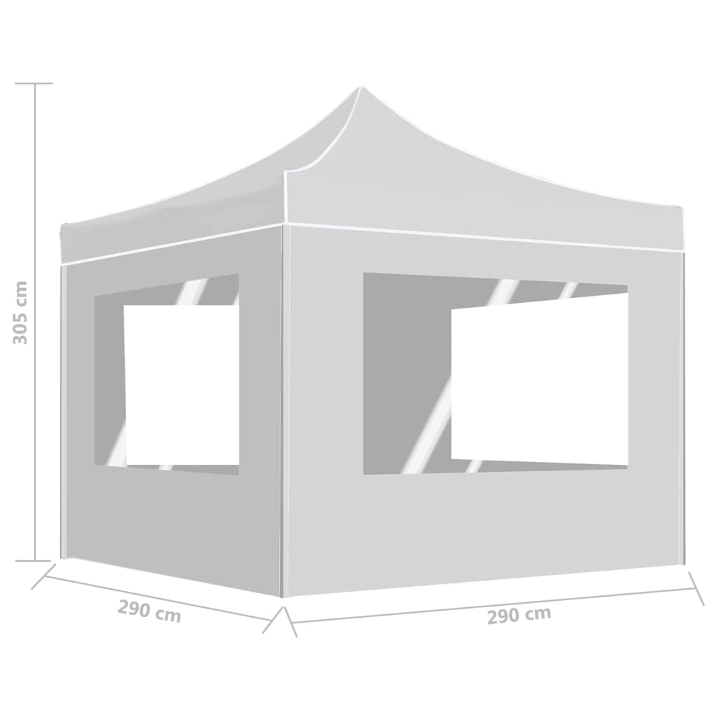 Partytent Inklapbaar Met Wanden 3X3 M Aluminium Wit 3 x 3 m