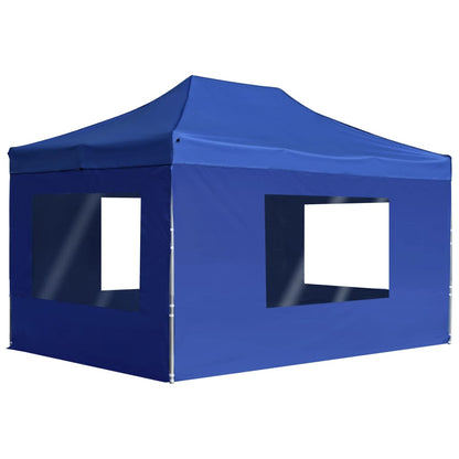 Partytent Inklapbaar Met Wanden 4,5X3 M Aluminium Blauw 4.5 x 3 m