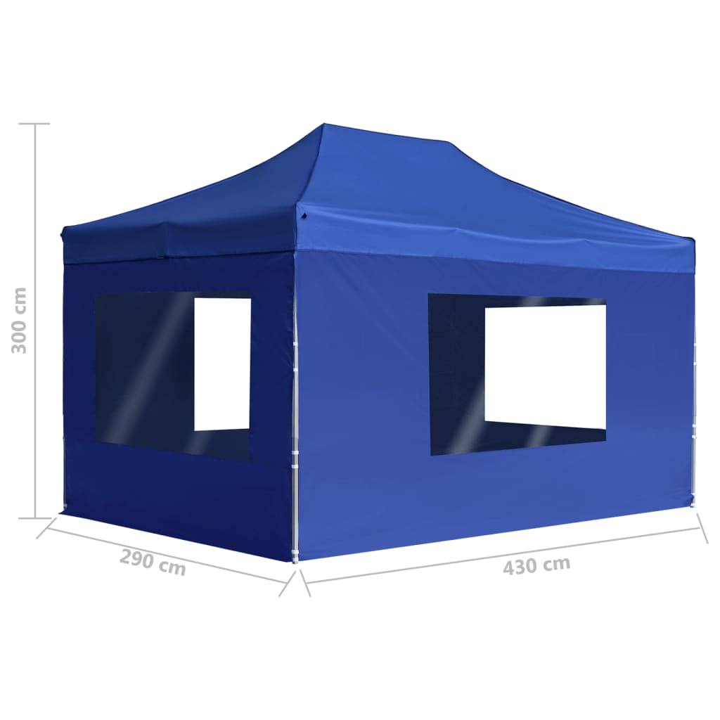 Partytent Inklapbaar Met Wanden 4,5X3 M Aluminium Blauw 4.5 x 3 m