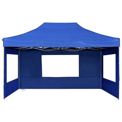 Partytent Inklapbaar Met Wanden 4,5X3 M Aluminium Blauw 4.5 x 3 m