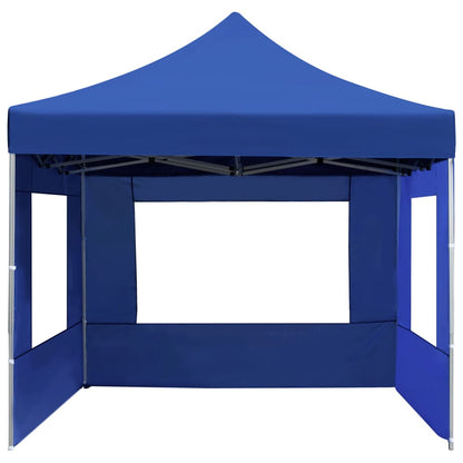 Partytent Inklapbaar Met Wanden 4,5X3 M Aluminium Blauw 4.5 x 3 m