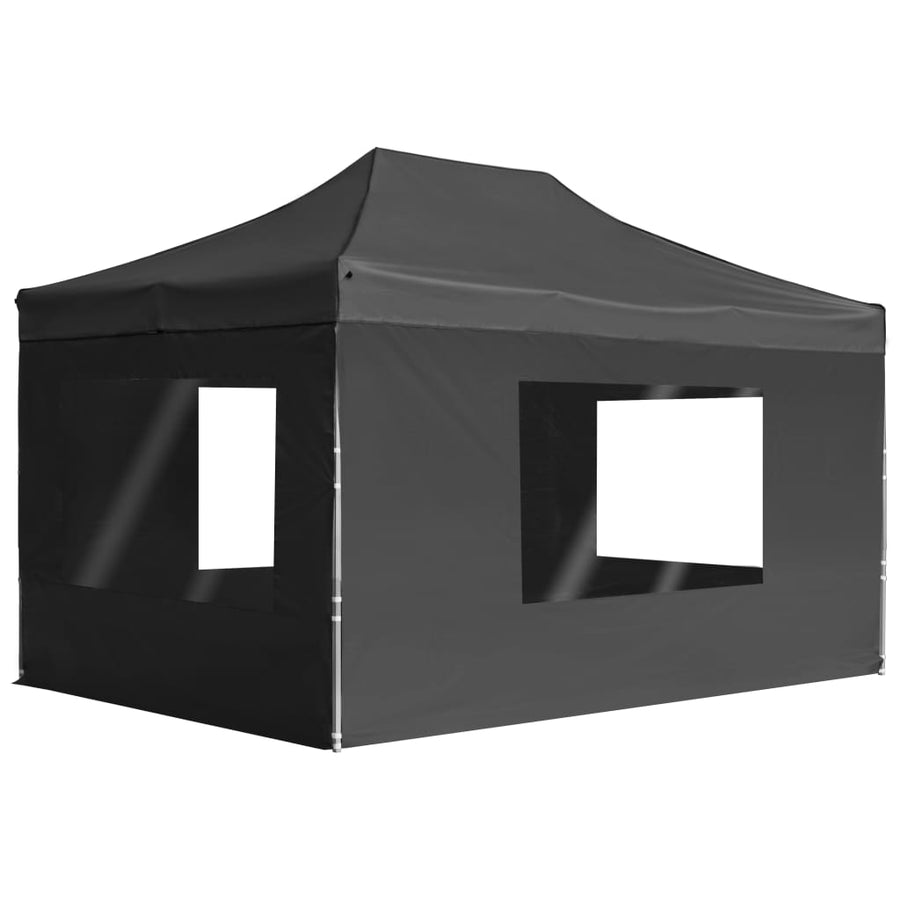 Partytent Inklapbaar Met Wanden 4,5X3 M Aluminium Antraciet 4.5 x 3 m
