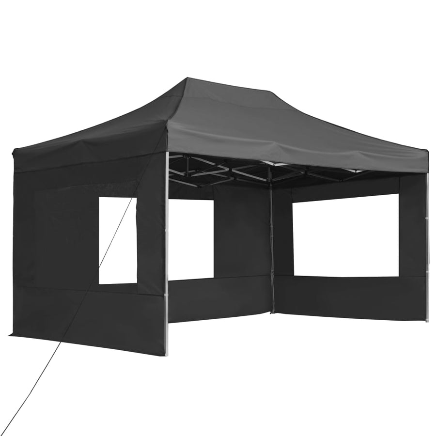 Partytent Inklapbaar Met Wanden 4,5X3 M Aluminium Antraciet 4.5 x 3 m