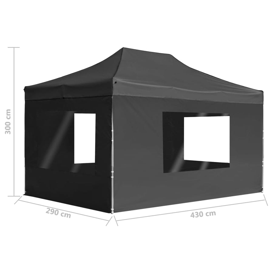 Partytent Inklapbaar Met Wanden 4,5X3 M Aluminium Antraciet 4.5 x 3 m