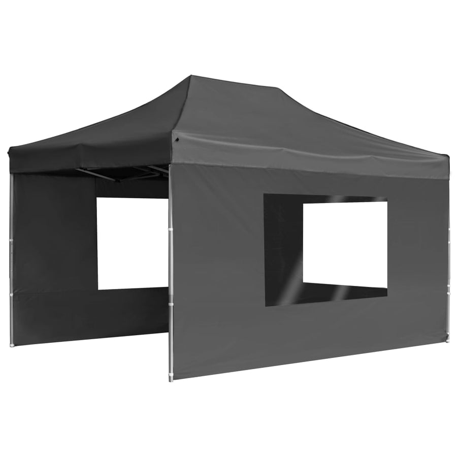 Partytent Inklapbaar Met Wanden 4,5X3 M Aluminium Antraciet 4.5 x 3 m
