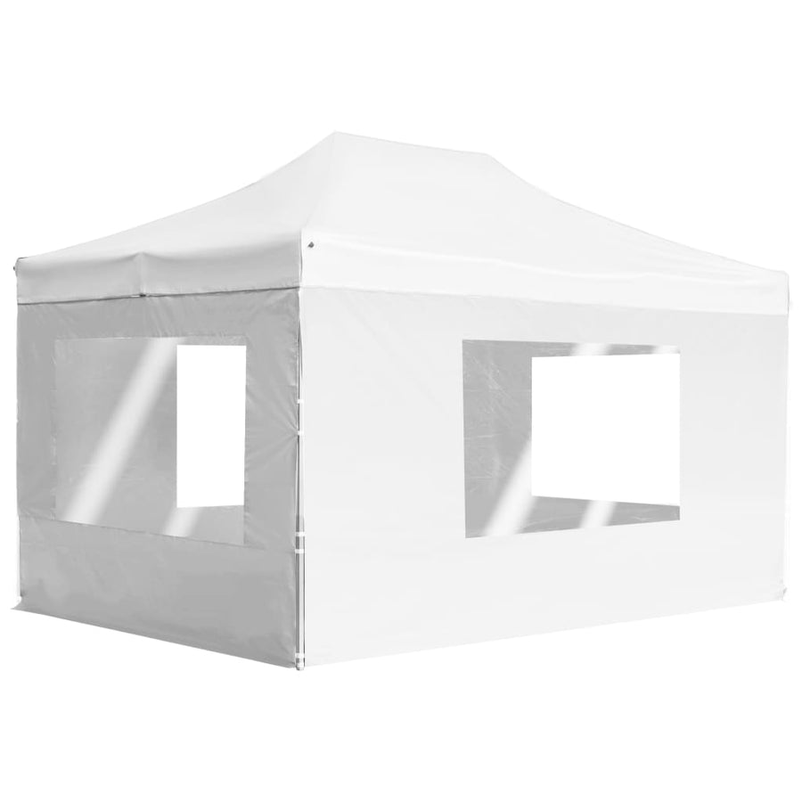 Partytent Inklapbaar Met Wanden 4,5X3 M Aluminium Wit 4.5 x 3 m