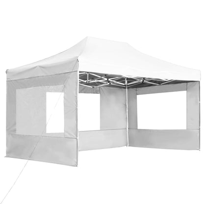 Partytent Inklapbaar Met Wanden 4,5X3 M Aluminium Wit 4.5 x 3 m