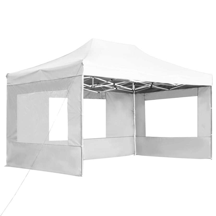 Partytent Inklapbaar Met Wanden 4,5X3 M Aluminium Wit 4.5 x 3 m