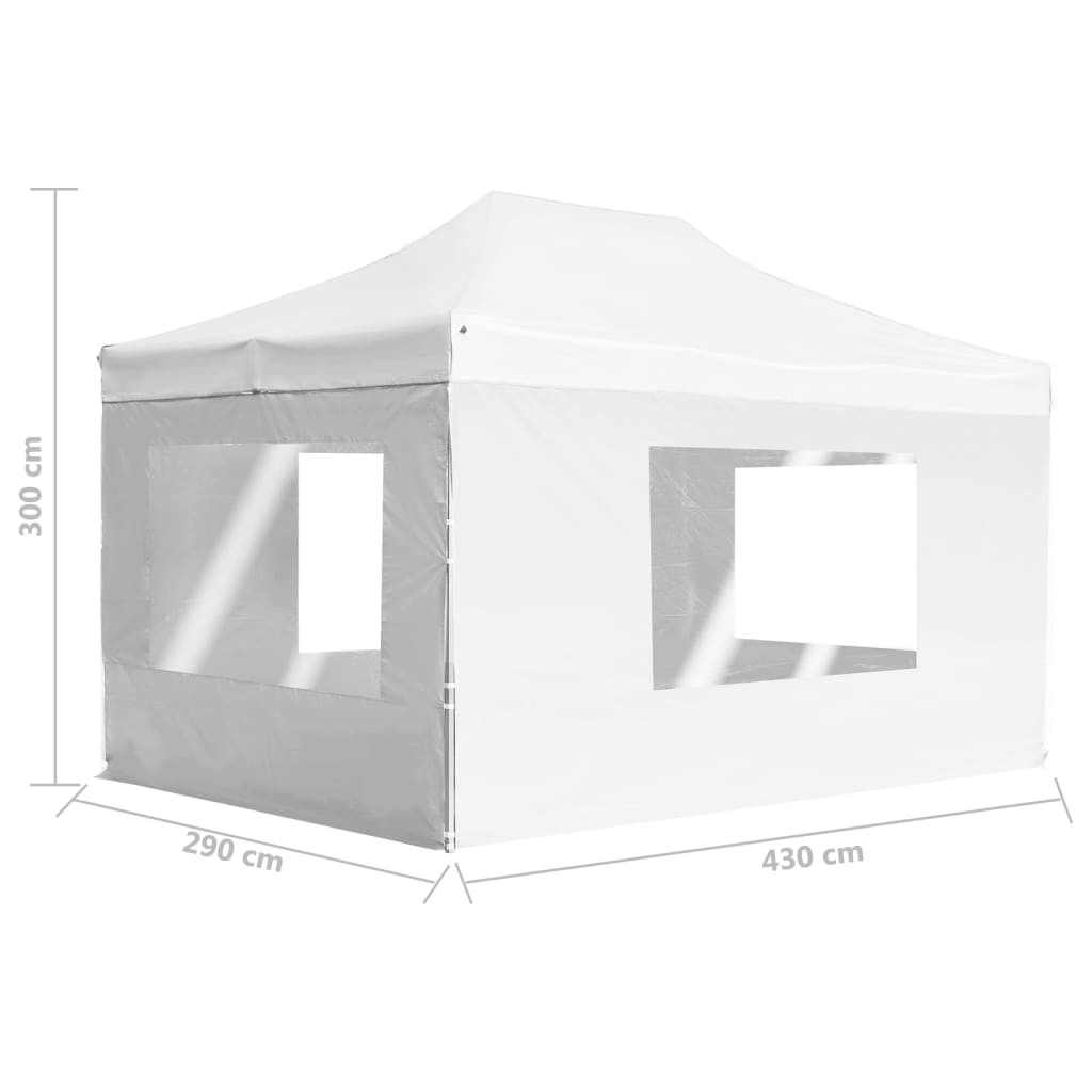 Partytent Inklapbaar Met Wanden 4,5X3 M Aluminium Wit 4.5 x 3 m