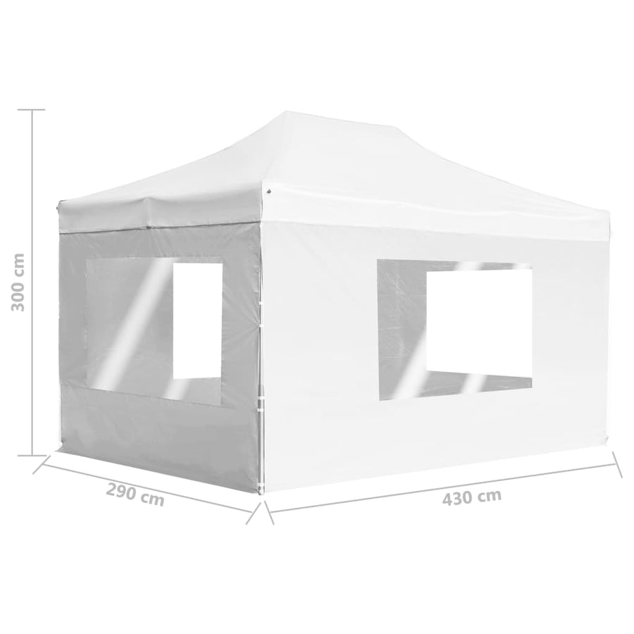 Partytent Inklapbaar Met Wanden 4,5X3 M Aluminium Wit 4.5 x 3 m
