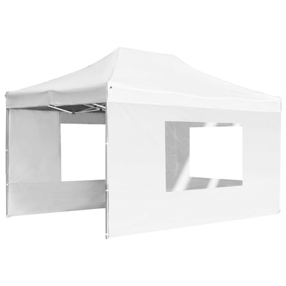 Partytent Inklapbaar Met Wanden 4,5X3 M Aluminium Wit 4.5 x 3 m