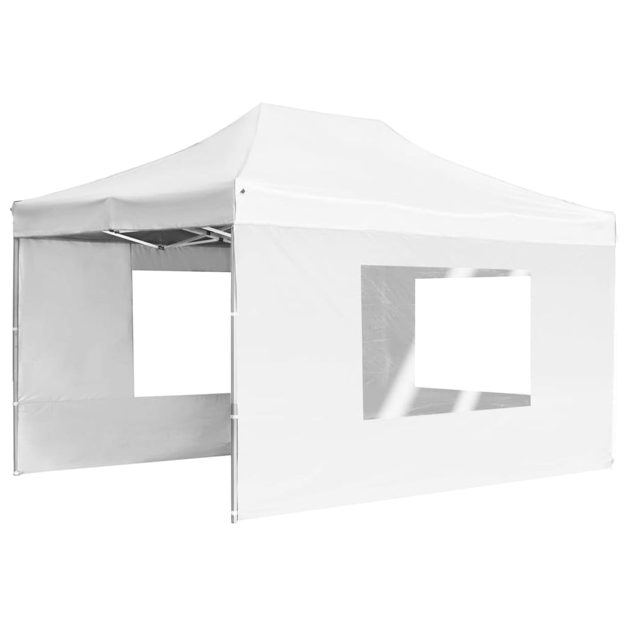 Partytent Inklapbaar Met Wanden 4,5X3 M Aluminium Wit 4.5 x 3 m
