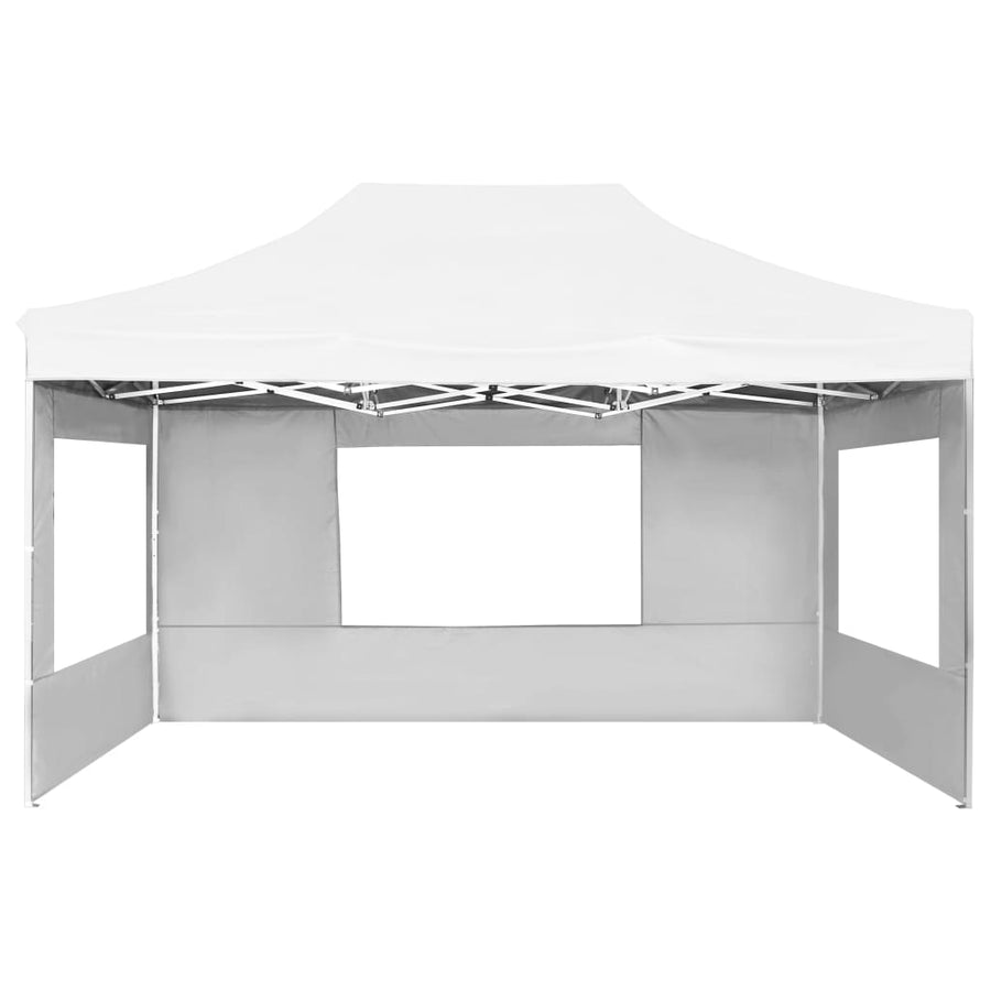 Partytent Inklapbaar Met Wanden 4,5X3 M Aluminium Wit 4.5 x 3 m
