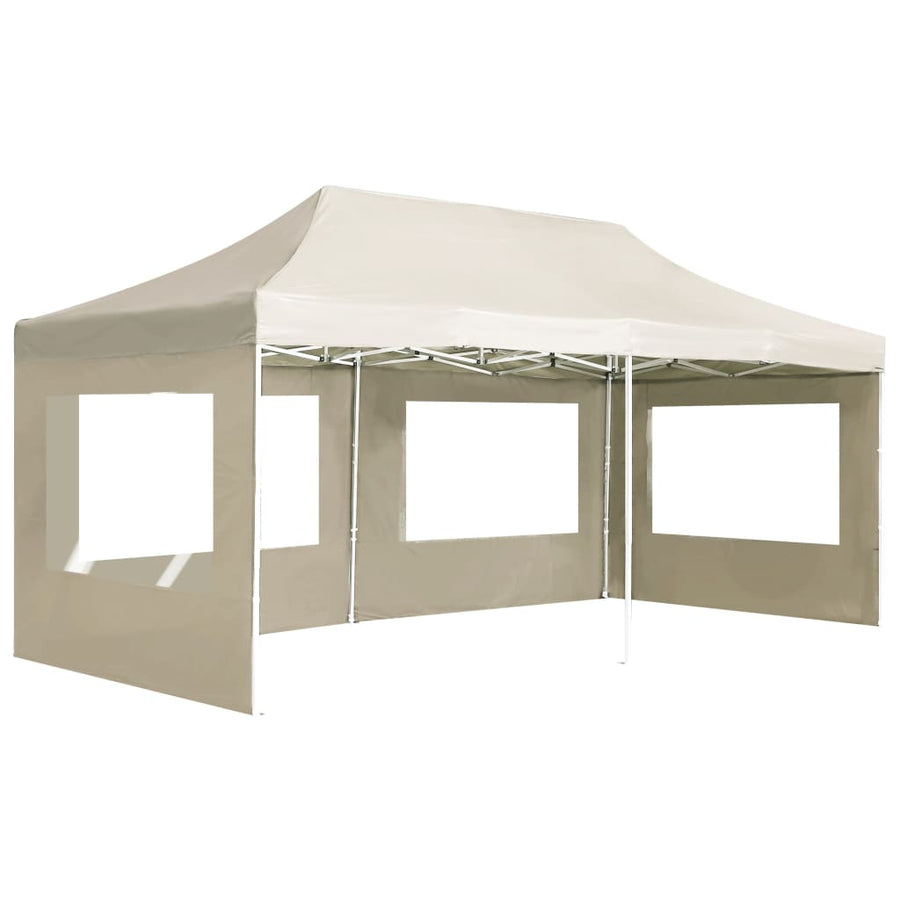 Partytent Inklapbaar Met Wanden Aluminium 6 x 3 m Crème