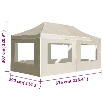 Partytent Inklapbaar Met Wanden Aluminium 6 x 3 m Crème
