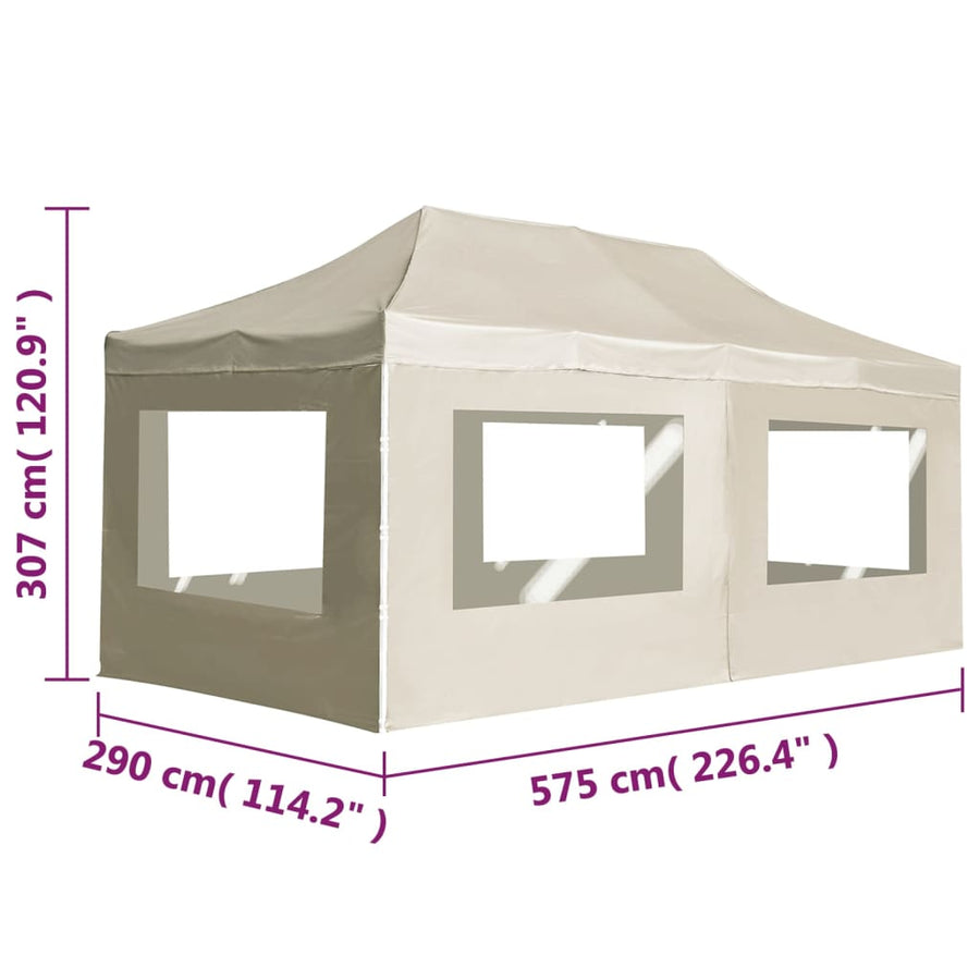 Partytent Inklapbaar Met Wanden Aluminium 6 x 3 m Crème