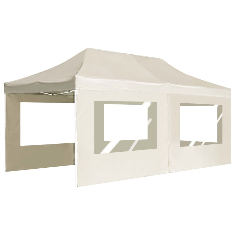 Partytent Inklapbaar Met Wanden Aluminium 6 x 3 m Crème