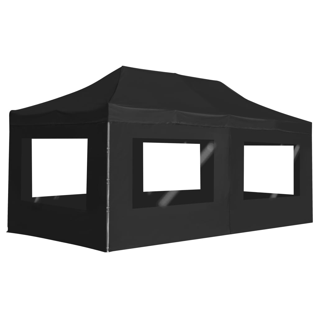 Partytent inklapbaar met wanden 6x3 m aluminium antraciet