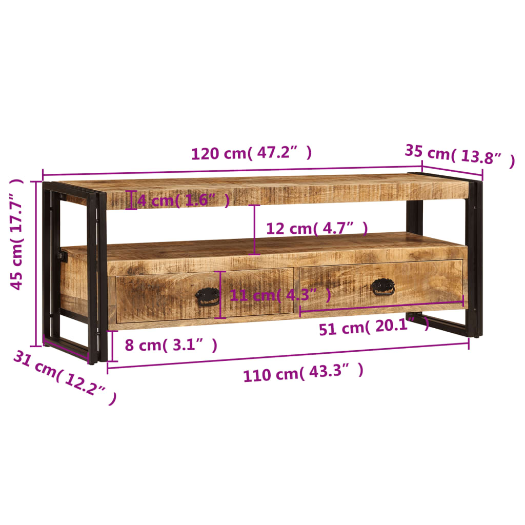 Tv-Meubel 20X35X45 Cm massief mangohout