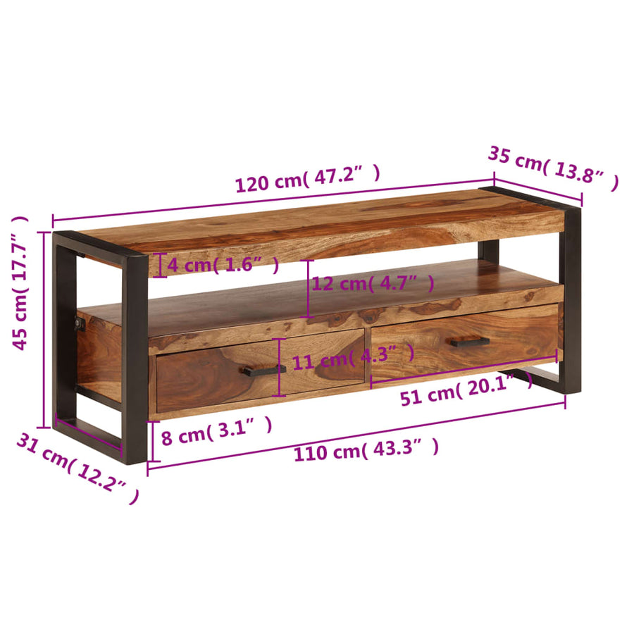Tv-Meubel 120X35X45 Cm Massief acaciahout
