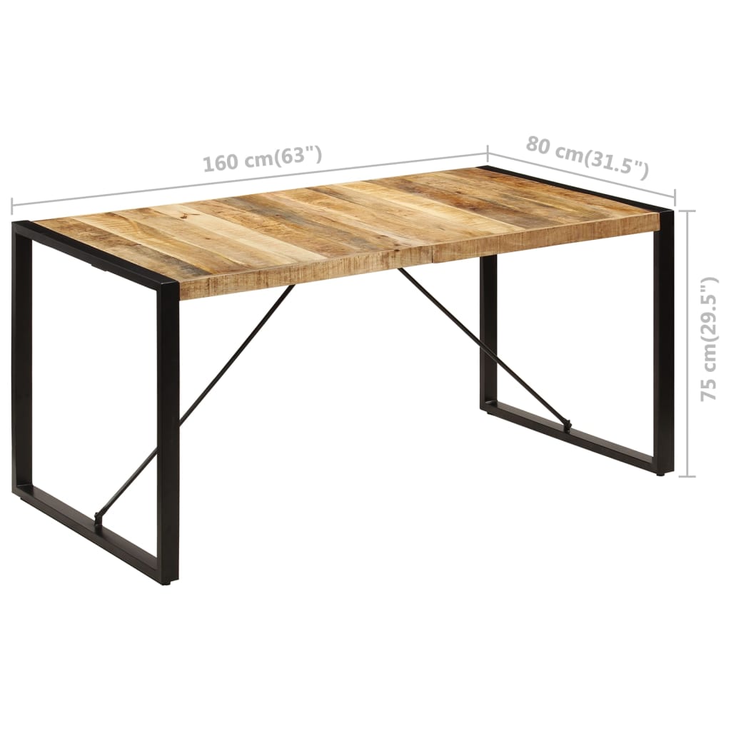 Eettafel 160x80x75 cm massief mangohout 160 x 80 x 75 cm massief mangohout