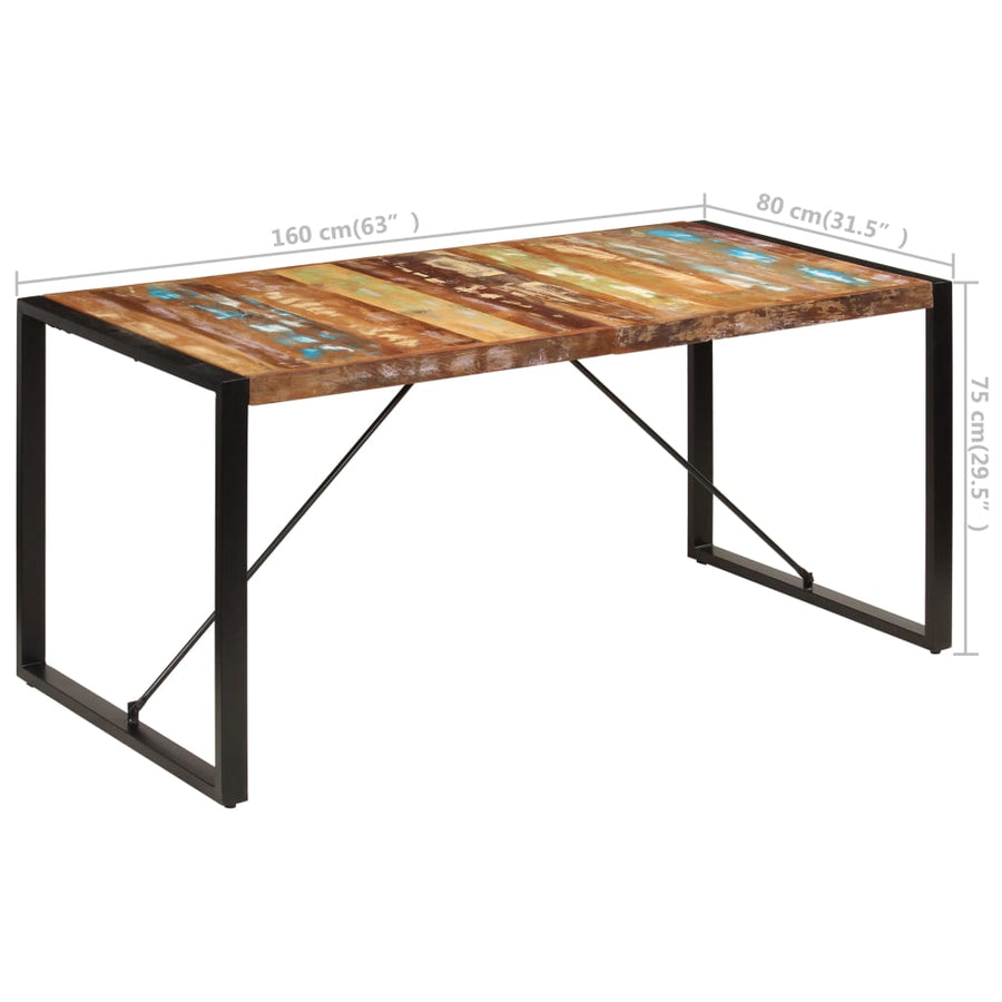 Eettafel 160x80x75 cm massief gerecycled hout
