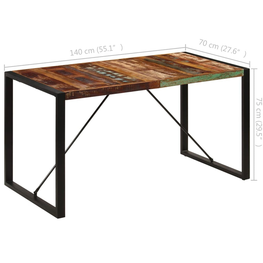 Eettafel Zwart 140 x 70 x 75 cm massief gerecycled hout
