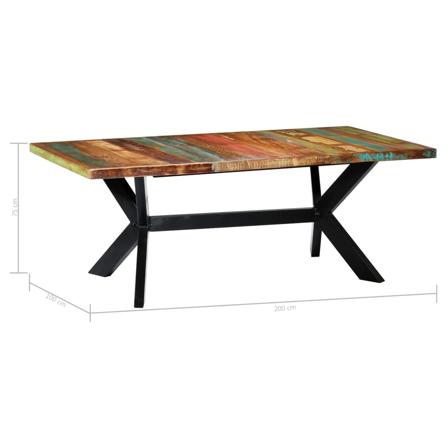 Eettafel 200x100x75 cm massief gerecycled hout 200 x 100 x 75 cm Multikleur