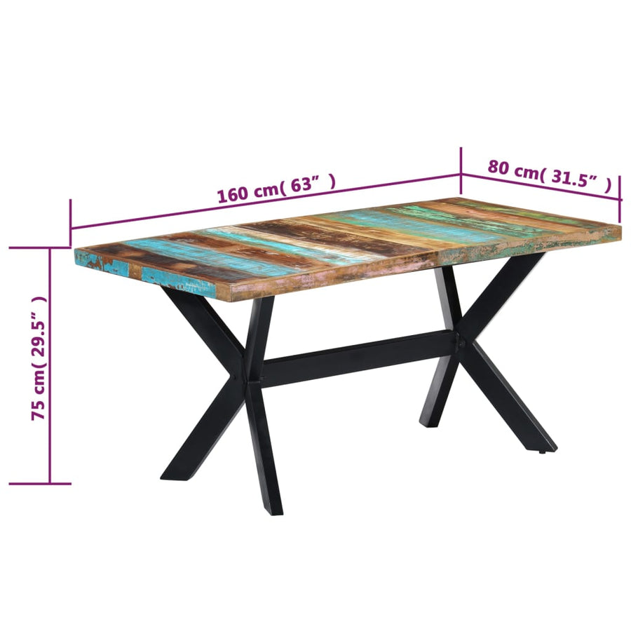 Eettafel Massief Gerecycled Hout 160 x 80 x 75 cm