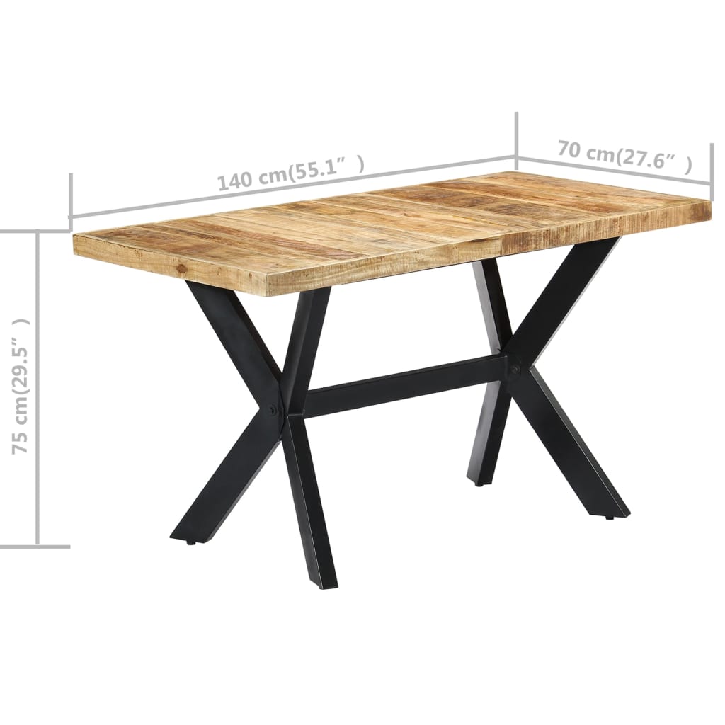 Eettafel Massief Ruw Mangohout 140 x 70 x 75 cm Lichtbruin