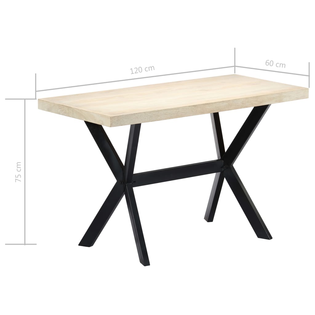 Eettafel 120x60x75 cm massief mangohout wit