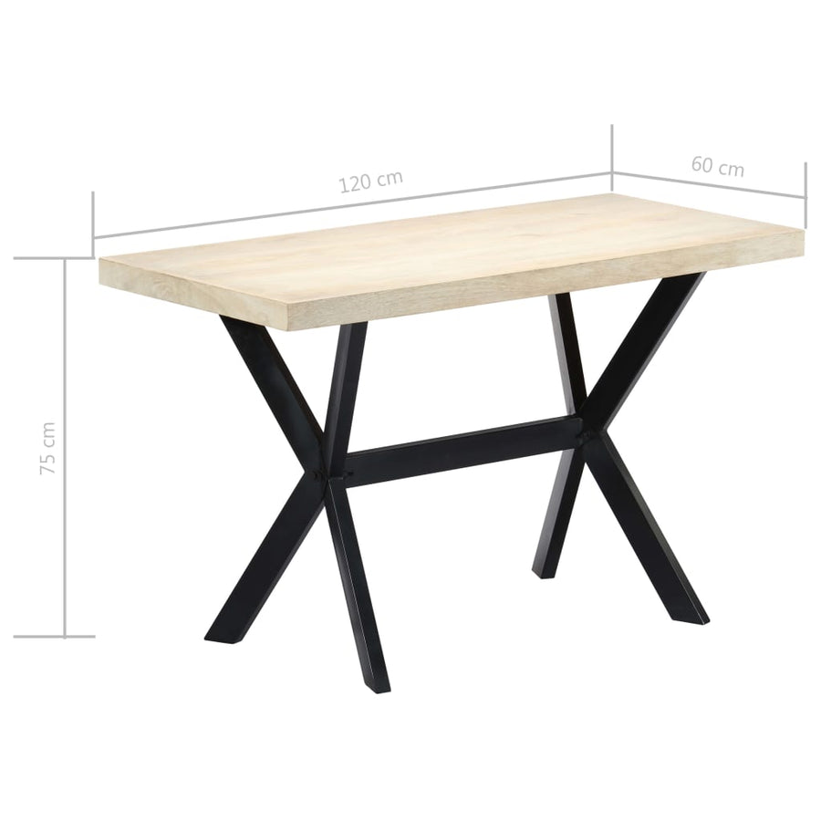 Eettafel 120x60x75 cm massief mangohout wit