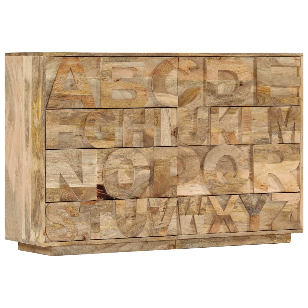 Alfabetkast met 6 lades 120x35x79 cm massief mangohout