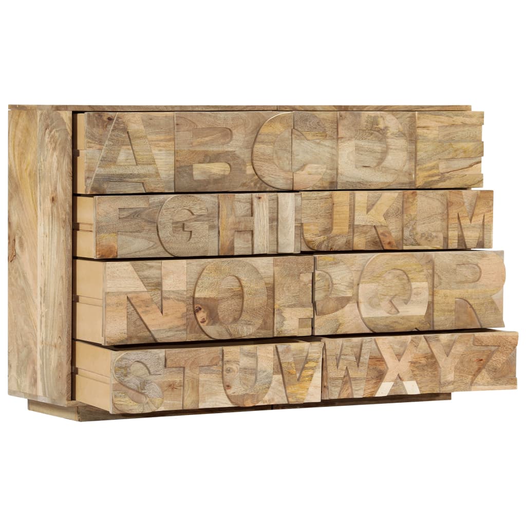 Alfabetkast met 6 lades 120x35x79 cm massief mangohout