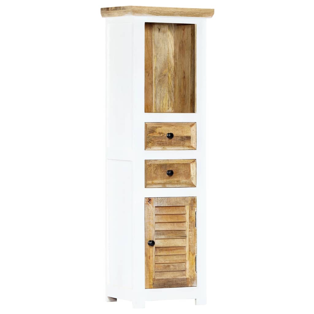 Hoge kast 40x30x128 cm massief ruw mangohout wit en bruin