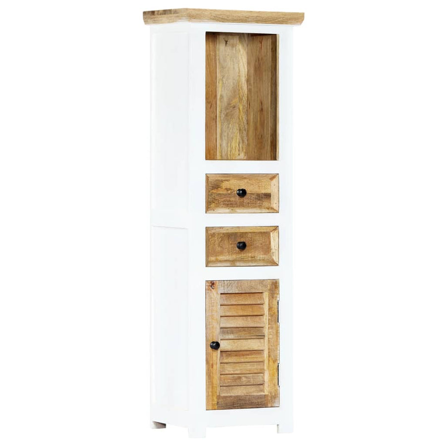 Hoge kast 40x30x128 cm massief ruw mangohout wit en bruin