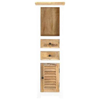 Hoge kast 40x30x128 cm massief ruw mangohout wit en bruin