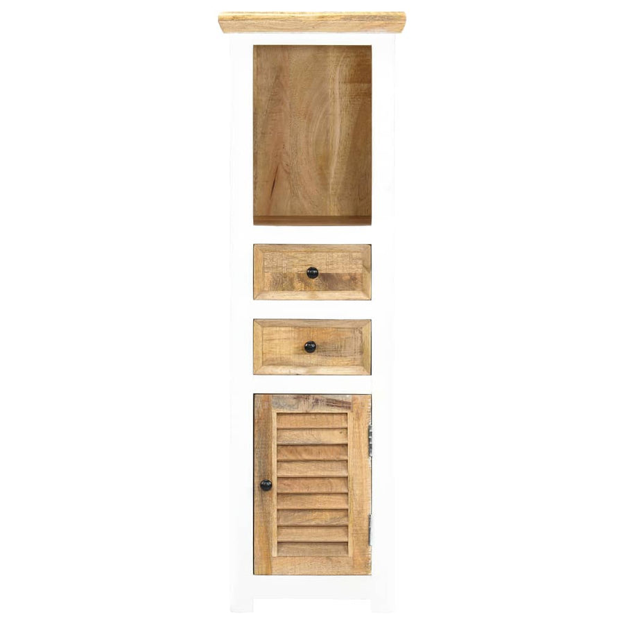 Hoge kast 40x30x128 cm massief ruw mangohout wit en bruin