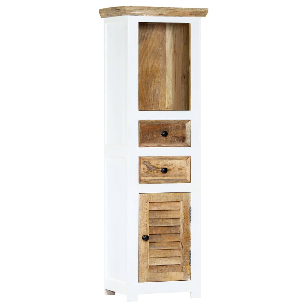 Hoge kast 40x30x128 cm massief ruw mangohout wit en bruin
