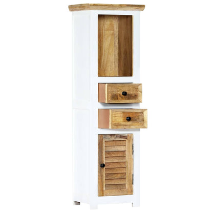 Hoge kast 40x30x128 cm massief ruw mangohout wit en bruin