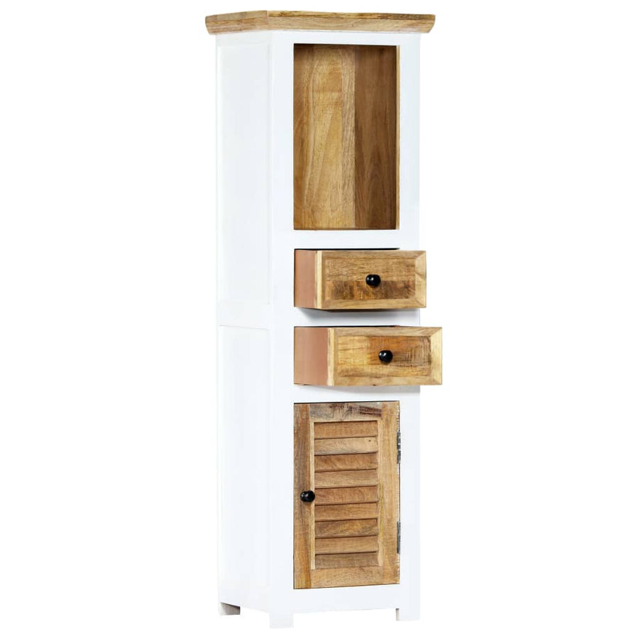 Hoge kast 40x30x128 cm massief ruw mangohout wit en bruin