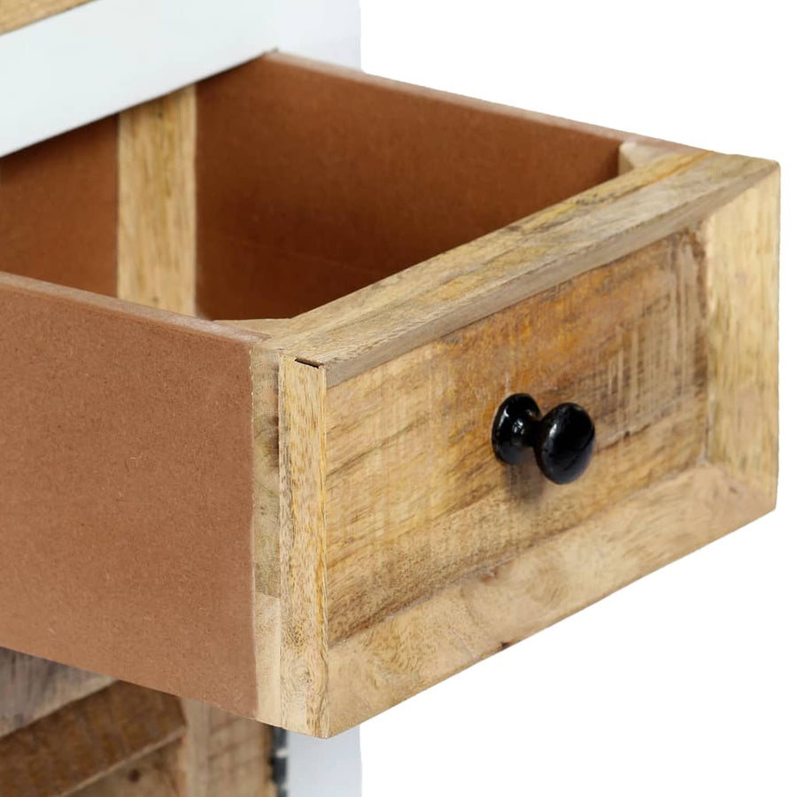 Hoge kast 40x30x128 cm massief ruw mangohout wit en bruin
