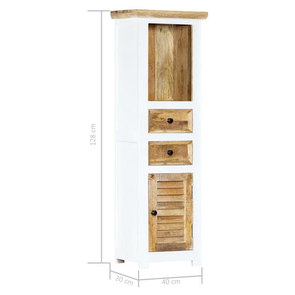 Hoge kast 40x30x128 cm massief ruw mangohout wit en bruin