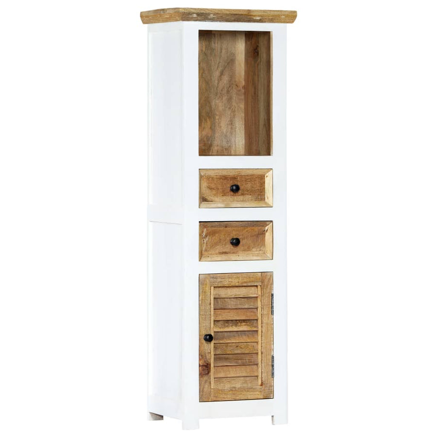 Hoge kast 40x30x128 cm massief ruw mangohout wit en bruin