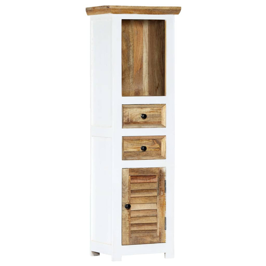 Hoge kast 40x30x128 cm massief ruw mangohout wit en bruin