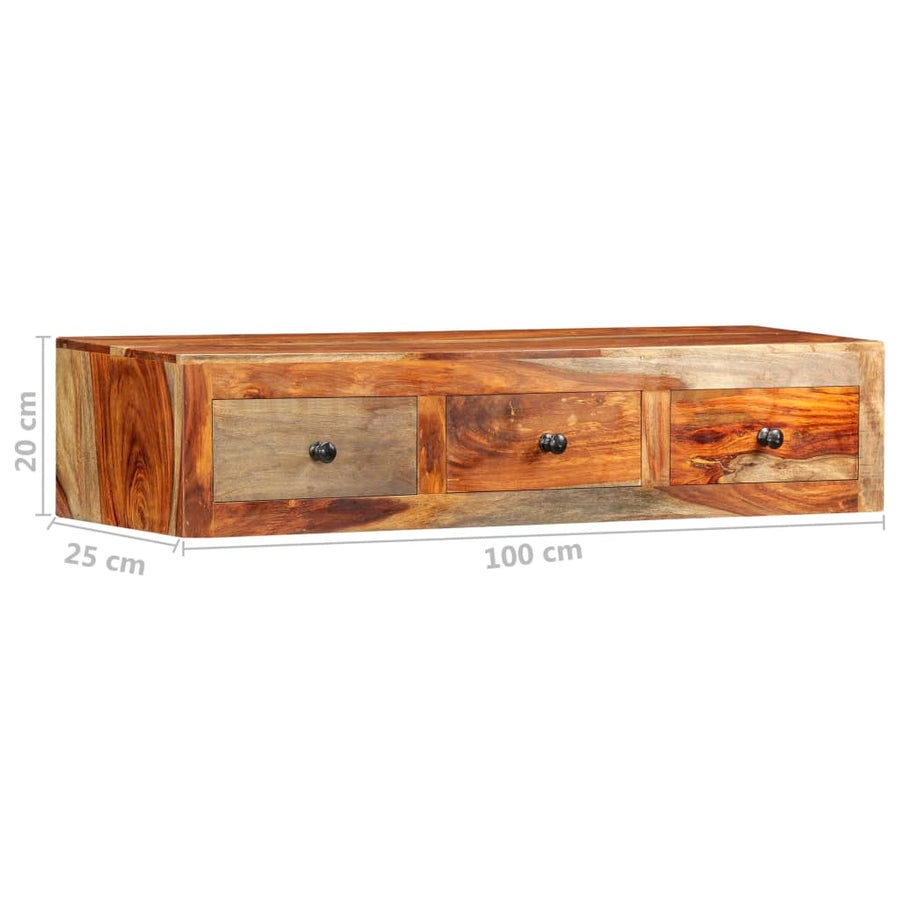 Wandtafel 100x25x20 cm massief acaciahout