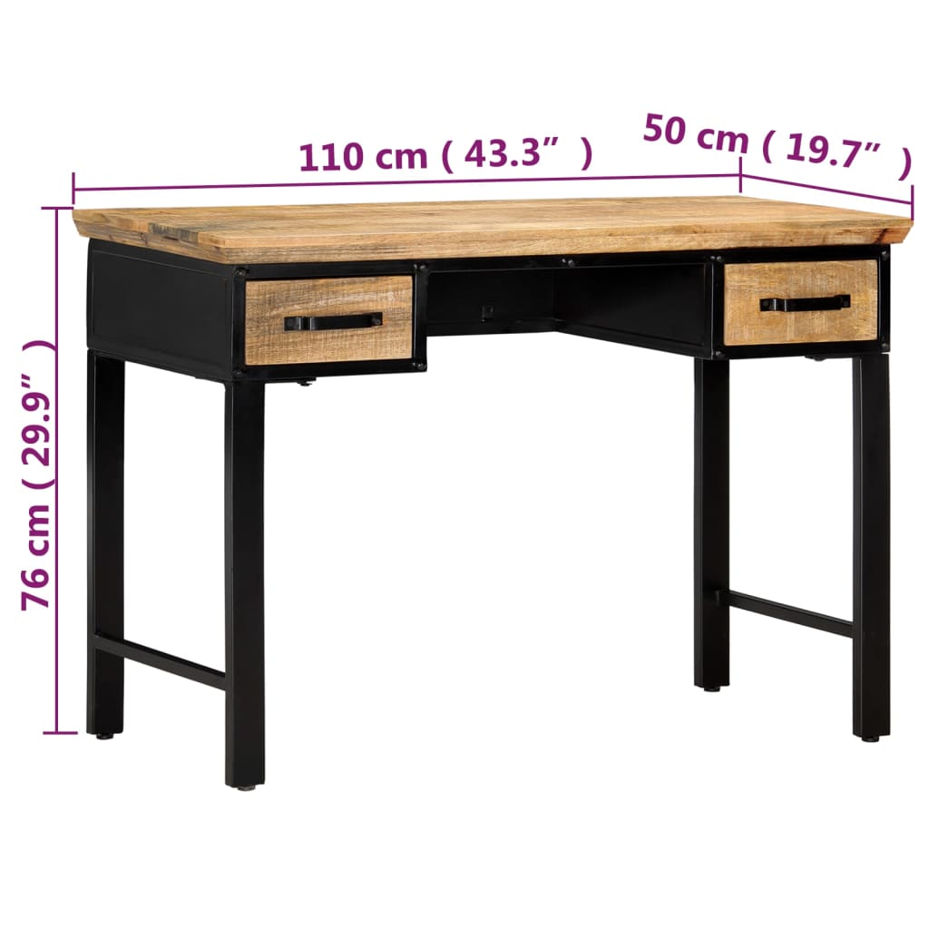 Schrijftafel 110x50x76 cm massief mangohout