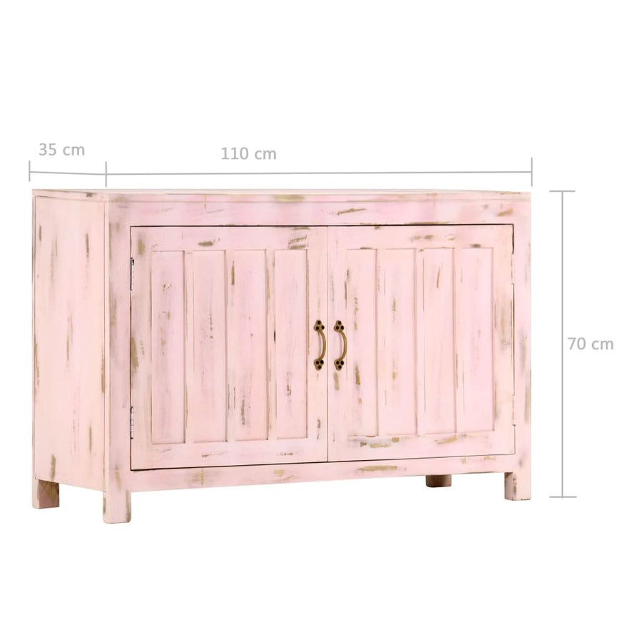 Dressoir 110x35x70 cm massief mangohout lichtroze